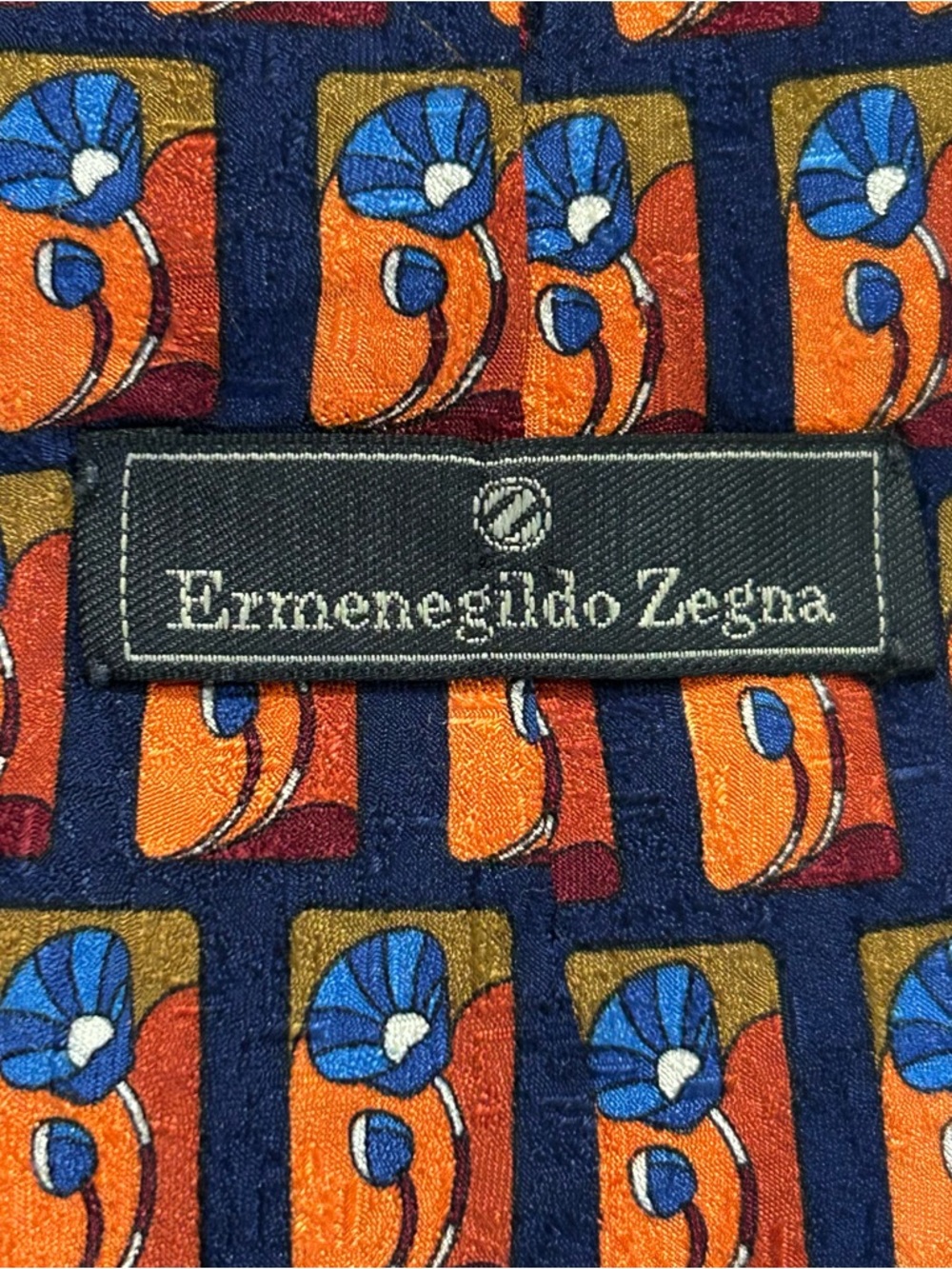 Ermenegildo Zegna Silk Tie Vintage 90s Made in Italy Floral Geometric Power Tie